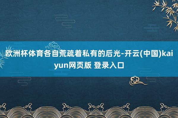 欧洲杯体育各自荒疏着私有的后光-开云(中国)kaiyun网页版 登录入口