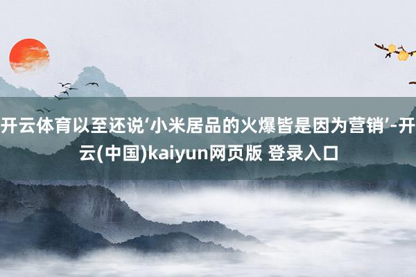 开云体育以至还说‘小米居品的火爆皆是因为营销’-开云(中国)kaiyun网页版 登录入口